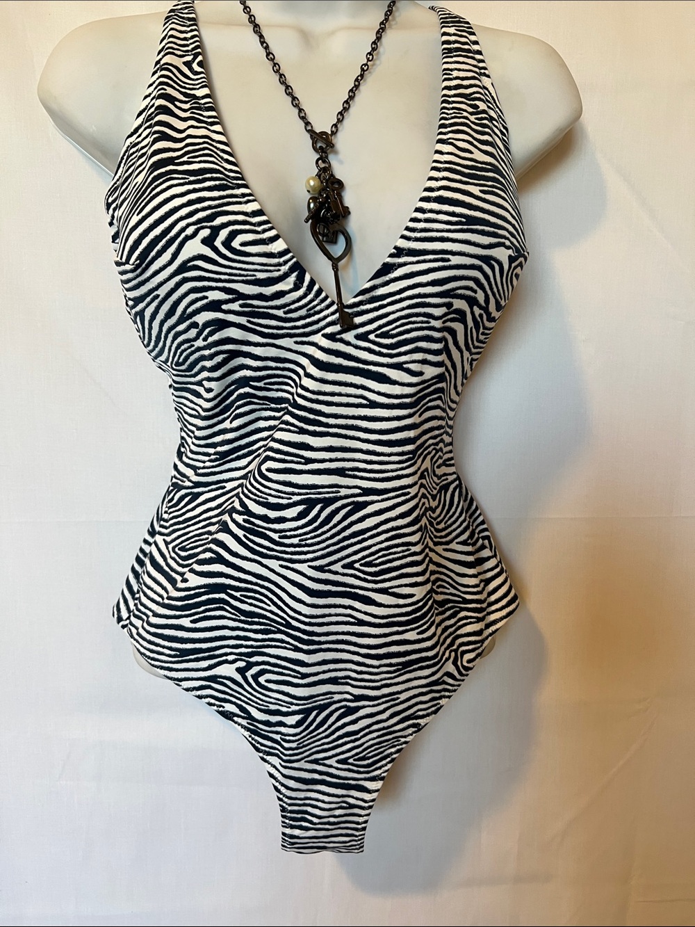 American Vintage Black and White Zebra Print One-Piece Bikini
